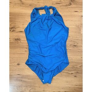 Magicsuit Solid Amelia One Piece Swimsuit Women 14 Blue High Neck Slimming Swim